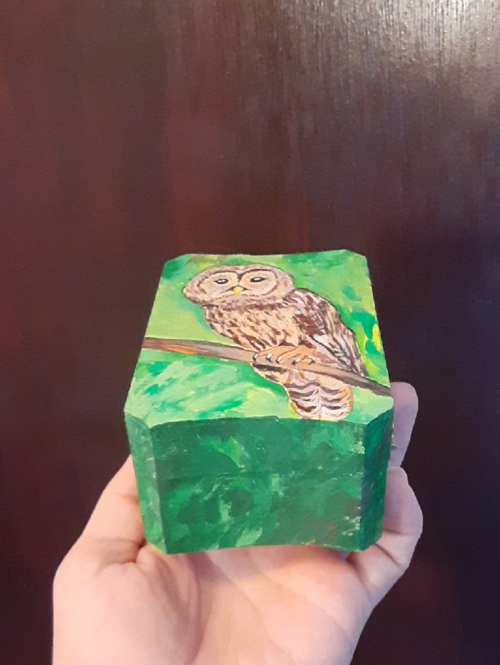Hand-Painted Wooden Trinket Box - owl - Picture 5 of 8